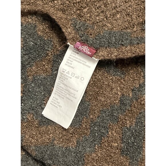PrAna Knit Throw Blanket Brown Gray Jacquard Pattern 56x60 Acrylic Nylon Wool - Picture 3 of 6